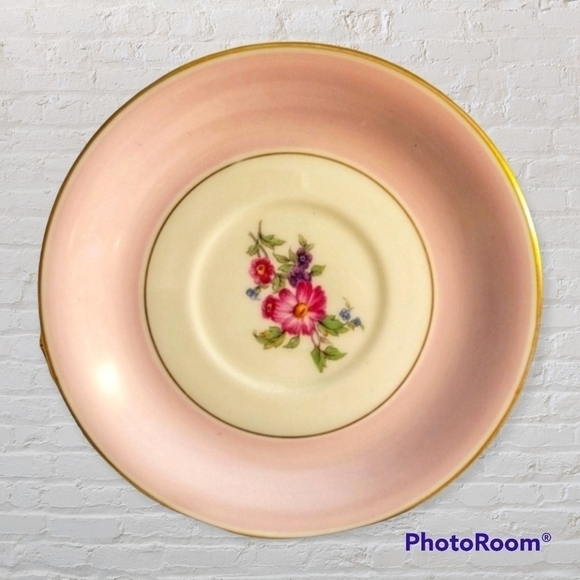 3/$30 EDGERTON Vintage Porcelain Pastel Pink Floral Saucer Plate - Picture 1 of 4